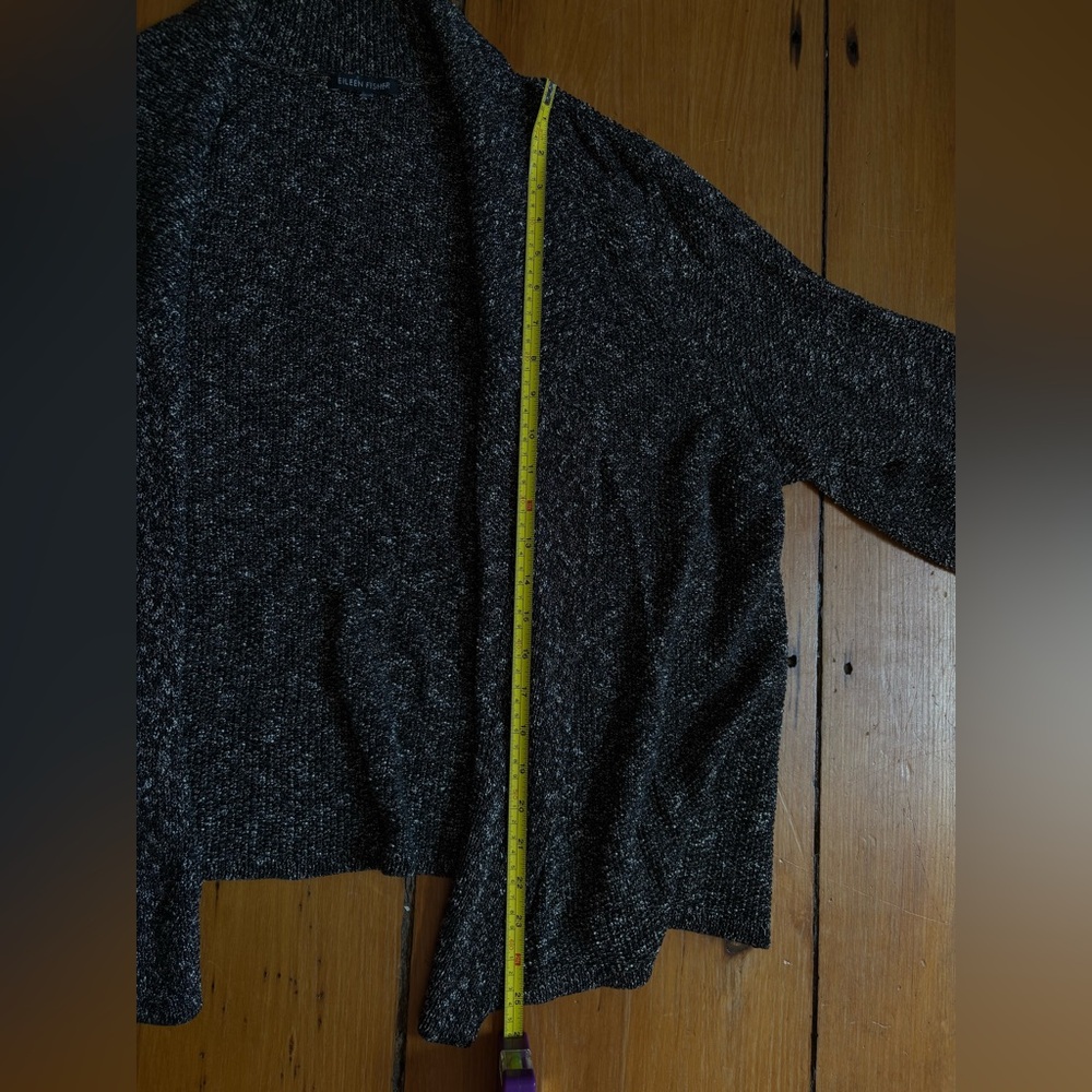 Eileen Fisher Drape Front Cardigan Blazer in Textured Black, Size XL Popcorn - Picture 9 of 9